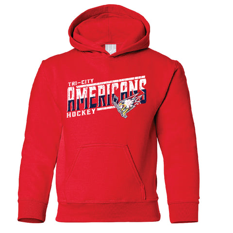 youth hoodie red with team graphic